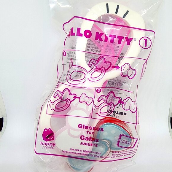 Hello Kitty White Pink Whisker Glasses #1 2018 McDonald's Happy Meal Toy - Picture 1 of 7